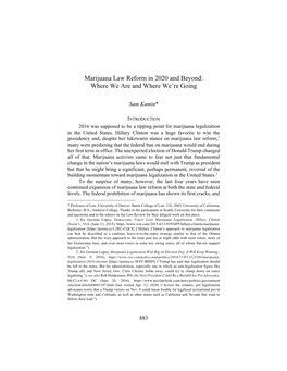 Marijuana Law Reform in 2020 and Beyond: Where We Are and Where We’Re Going
