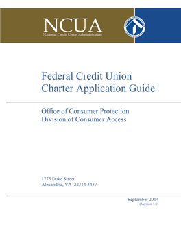 Federal Credit Union Charter Application Guide