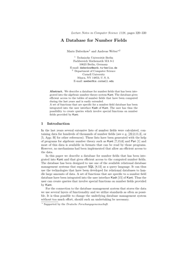 A Database for Number Fields