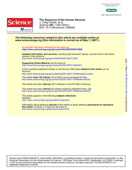 The Sequence of the Human Genome J