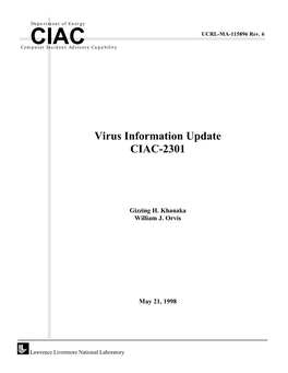 CIAC 2301 Virus Update May 1998
