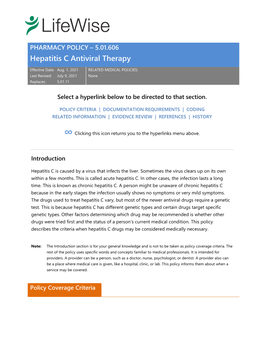 5.01.606 Hepatitis C Antiviral Therapy