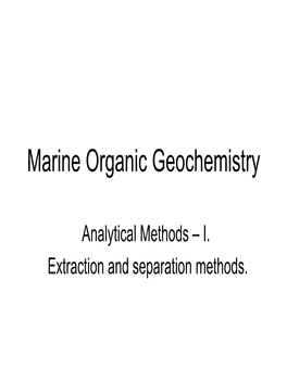Marine Organic Geochemistry