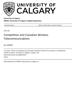 Competition and Canadian Wireless Telecommunications