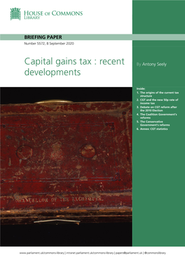 Capital Gains Tax : Recent Developments