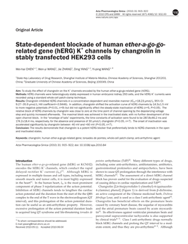 Herg) K+ Channels by Changrolin in Stably Transfected HEK293 Cells