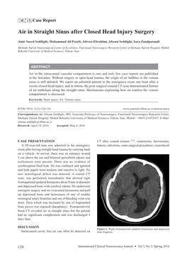 Air in Straight Sinus After Closed Head Injury Surgery