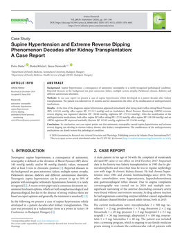 Supine Hypertension and Extreme Reverse Dipping Phenomenon Decades After Kidney Transplantation: a Case Report