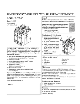 Heat Recovery Ventilator with True Hepa