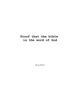 Proof That the Bible Is the Word of God