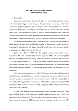 National Tuberculosis Programme Annual Report (2012)