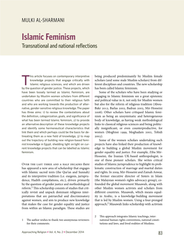 Islamic Feminism Transnational and National Reflections