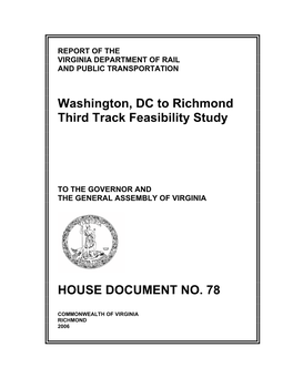 Washington, DC to Richmond Third Track Feasibility Study HOUSE