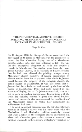 The Providential Moment: Church Building, Methodism, and Evangelical Entryism in Manchester, 1788-1825