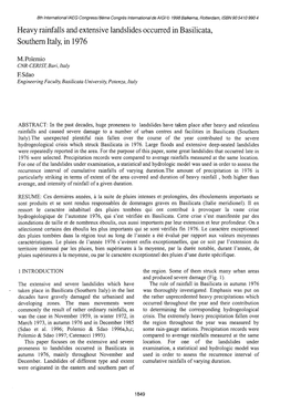 Heavy Rainfalls and Extensive Landslides Occurred in Basilicata, Southern Italy, in 1976