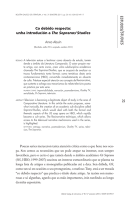 Unha Introdución a the Sopranos'studies