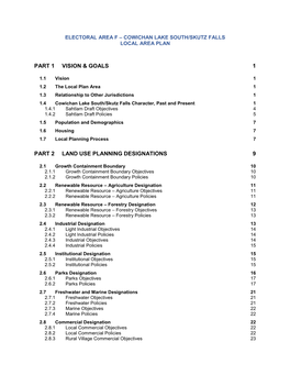 Part 1 Vision & Goals 1 Part 2 Land Use Planning