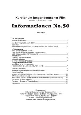 April 2010 Zur 50. Ausgabe Statement FBW-Prädikate Herausgeber