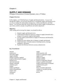 SUPPLY and DEMAND Principles of Economics in Context (Goodwin, Et Al.), 2Nd Edition