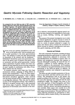 Gastric Mycosis Following Gastric Resectionand Vagotomy