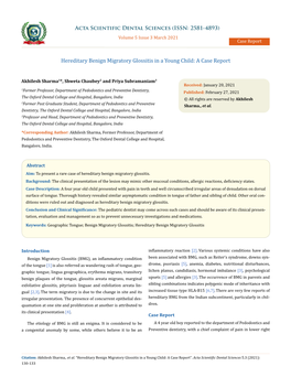 Hereditary Benign Migratory Glossitis in a Young Child: a Case Report