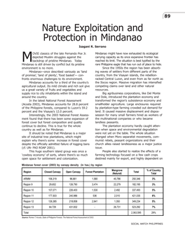 Nature Exploitation and Protection in Mindanao Isagani R