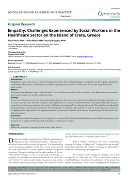 Empathy: Challenges Experienced by Social Workers in the Healthcare Sector on the Island of Crete, Greece