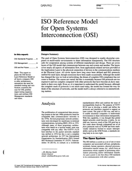 ISO Reference Model for Open Systems Interconnection (OSI)