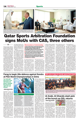 Qatar Sports Arbitration Foundation Signs Mous with CAS, Three Others