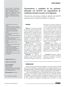 Characteristics and Outcomes of Patients Infected with Ncov19 Ncov19