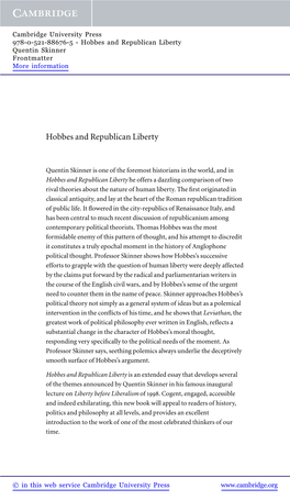 Hobbes and Republican Liberty Quentin Skinner Frontmatter More Information