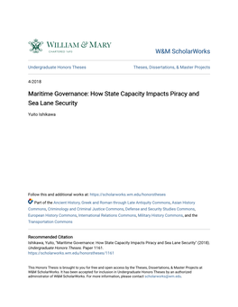 Maritime Governance: How State Capacity Impacts Piracy and Sea Lane Security