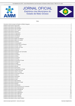 Jornal Oficial Eletrônico Dos Municípios Do Estado De Mato Grosso • ANO XI | N° 2.554 JORNAL OFICIAL Eletrônico Dos Municípios Do Estado De Mato Grosso