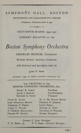 Boston Symphony Orchestra Concert Programs, Season 69, 1949-1950, Subscription