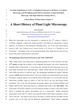 A Short History of Plant Light Microscopy