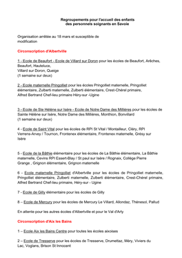 Regroupements Pour L'accueil Des Enfants Des Personnels Soignants En Savoie