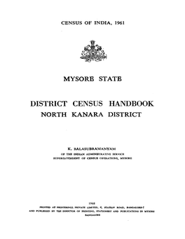 District Census Handbook, North Kanara