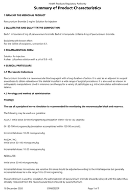 Summary of Product Characteristics