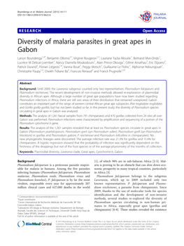 Diversity of Malaria Parasites in Great Apes in Gabon