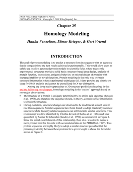 Homology Modeling Hanka Venselaar, Elmar Krieger, & Gert Vriend