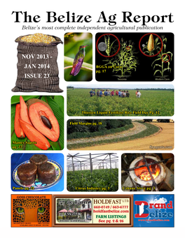 The Belize Ag Report Belize’S Most Complete Independent Agricultural Publication