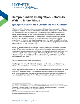 Comprehensive Immigration Reform Is Waiting in the Wings