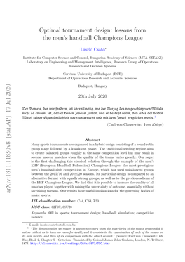 Optimal Tournament Design: Lessons from the Men's Handball