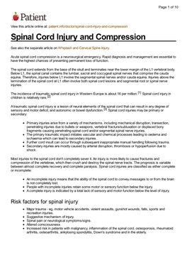 Spinal Cord Injury and Compression