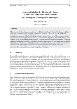 Moosgesellschaften Der Bleicheroder Berge (Landkreise Nordhausen Und Eichsfeld) 127