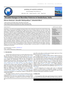 Decadal Changes in Shoreline Patterns in Sundarbans, India Nilovna Chatterjee1, Ranadhir Mukhopadhyay2*, Debashish Mitra3