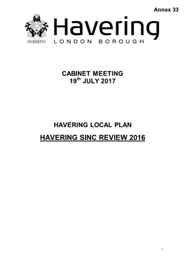 Havering Sinc Review 2016