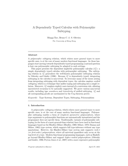 A Dependently Typed Calculus with Polymorphic Subtyping