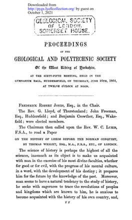 On the History of Leeds Before the Norman Conquest, by Thomas Wright, Esq., M.A., F.R.S., Etc., of London