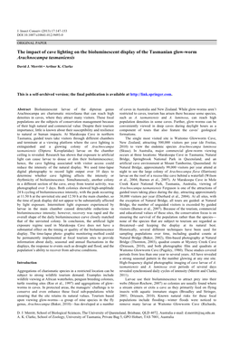 The Impact of Cave Lighting on the Bioluminescent Display of the Tasmanian Glow-Worm Arachnocampa Tasmaniensis